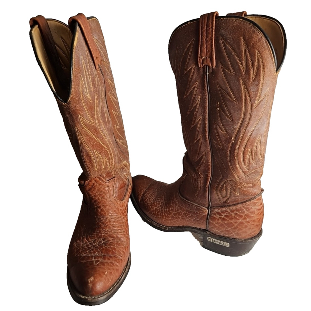 Vintage Laredo Western Cowboy Boots Men's Size 7.5 D Made In USA Brown Leather